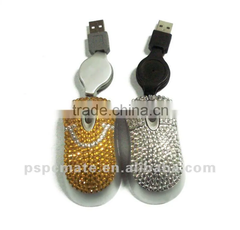 mini usb wired diamond /crystal mouse