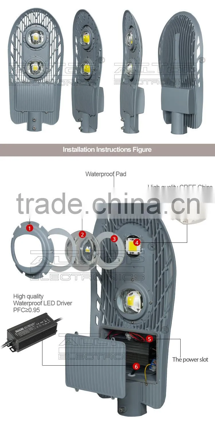IP67 waterproof bridgelux cob 80w energy saving led street lights