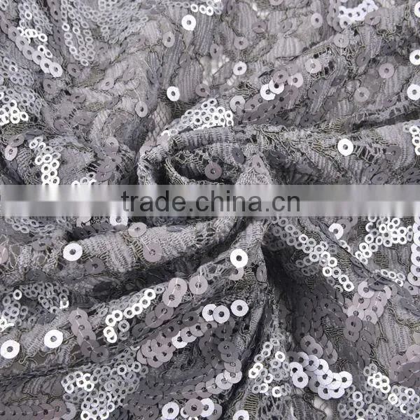 Hot sale flower sequin embroidery fabric for dress