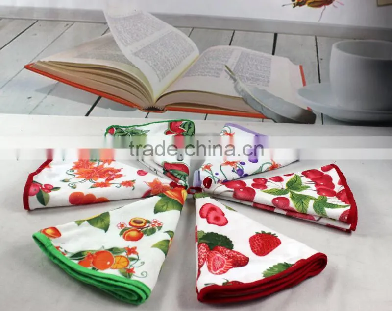china supply round type printing cotton kitchen towel with ties