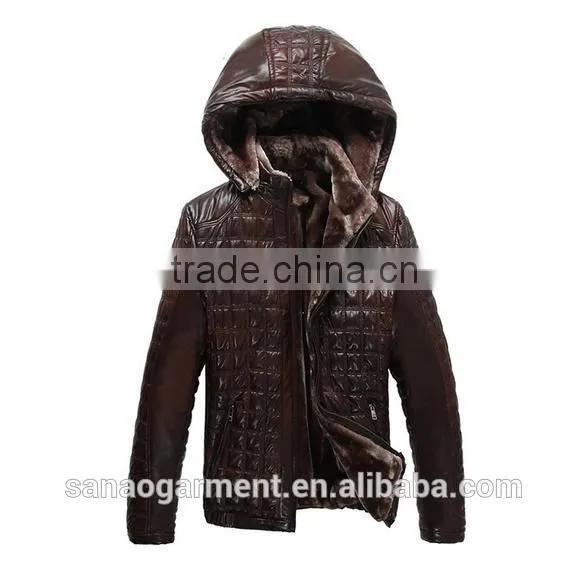 2015 newest Business casual men's thicken lapel sheepskin leather jacket