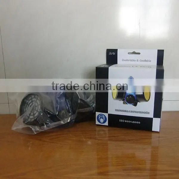 2016 CE double filter face gas mask, disposable face mask, face mask manufacturer,portable respirator, half face respirator