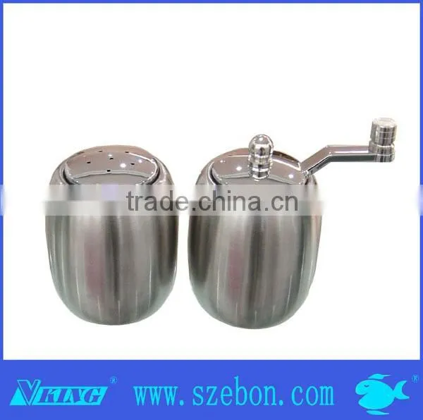 High quality stainless steel salt and pepper mill with manual button