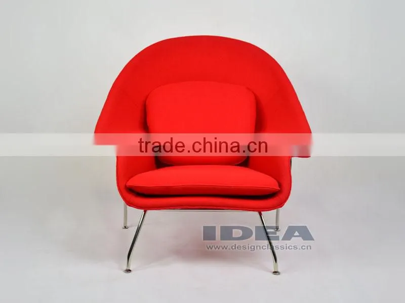 Replica Eero Saarinen Womb Chair and Ottoman - Red Wool Fabric