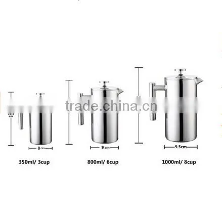 HOT SALES Stainless Steel Double Wall French Coffee Press