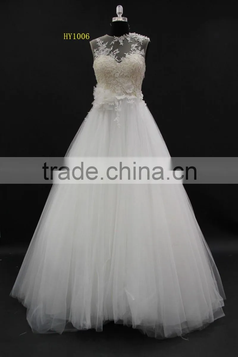 Best seller skin color tulle with soft ball gown skirt bridal wedding dress