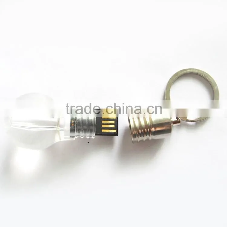 Stock product colorful led light custom logo printing full capacity bulb shape usb flash pen drive