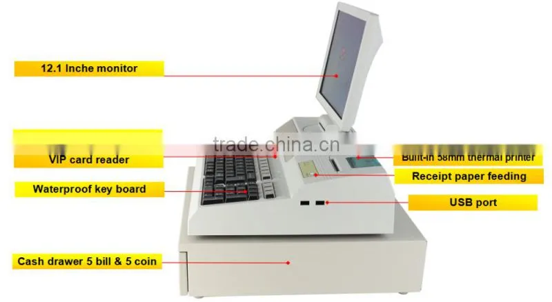 supermarket electronic all in one pos machine terminal system/pos cash register