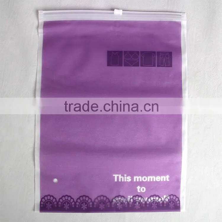 purple plastic bag with zip-lock for women underwear set