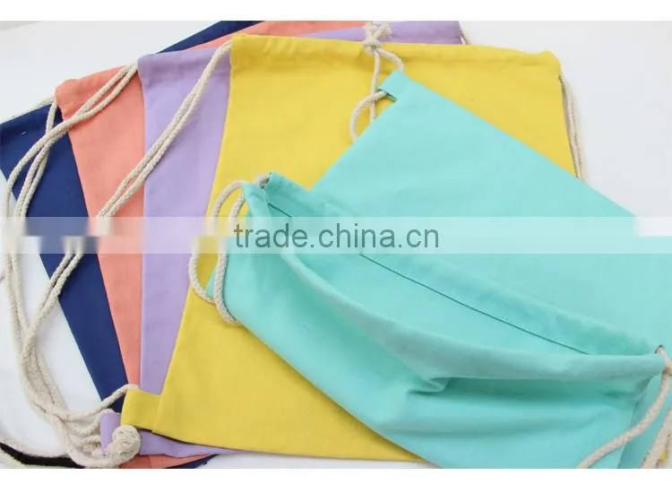 Colorful canvas drawstring travel bag school bag