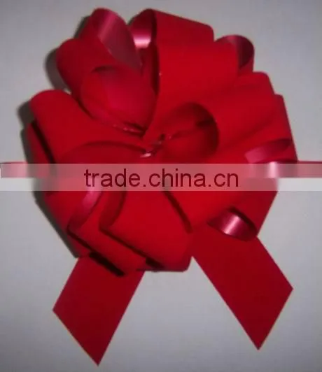 HOT SALE Red Grosgrain Woven Ribbon 4.5" Pom Pom Pull Ribbon Bow