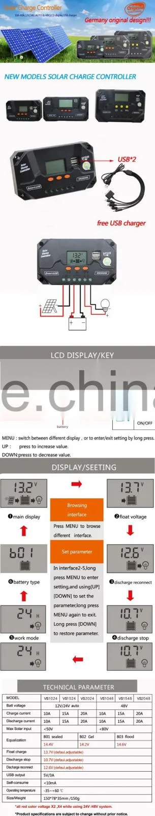 solar charge controllers 12v 25a pwm style with LCD display