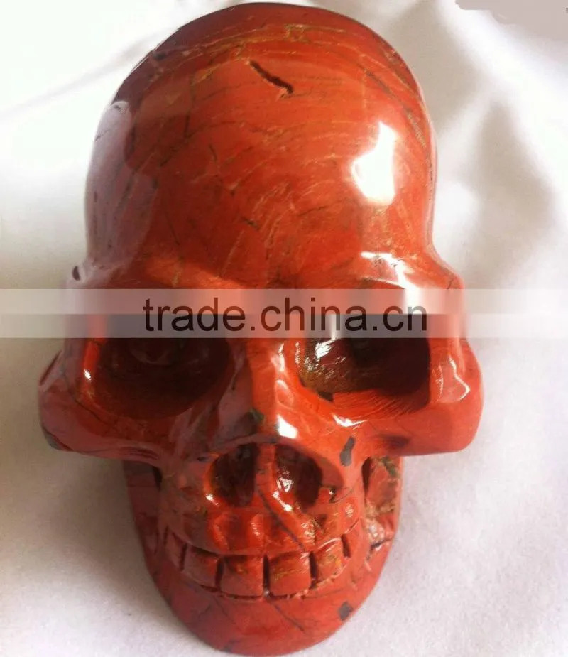 High Quality Natural Gemstone Bloodstone Skull Sculpture Decor