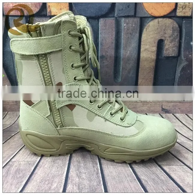 Wholesale Leather camouflage military desert tactical boots with zipper for man