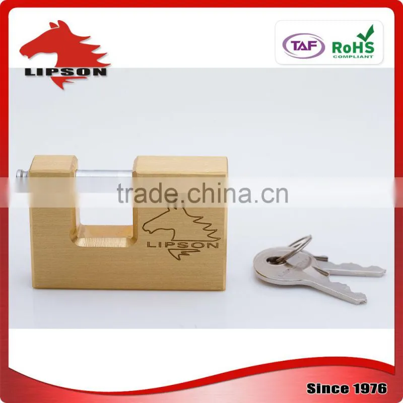 case hardened shackle resists sawing and filing rectangular brass padlock