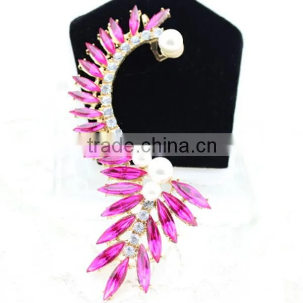 cute design large rhinestone cover ear cuff earrings
