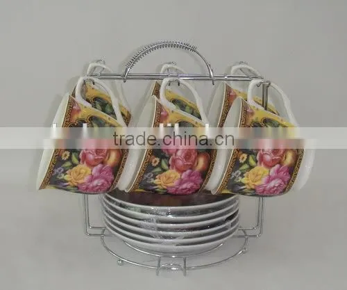 Factory directly sale modern tea cup and saucer flower color
