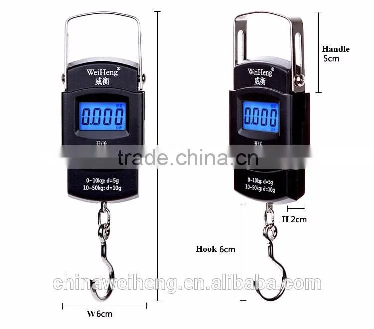 50kg double precision black electronic luggage scale belt/hook blue backlight lcd