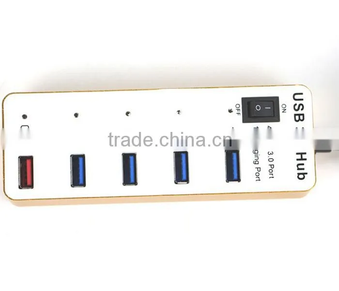 new 4-Port USB 3.0 Portable Aluminum usb Hub with 2-Foot USB 3.0 Cable