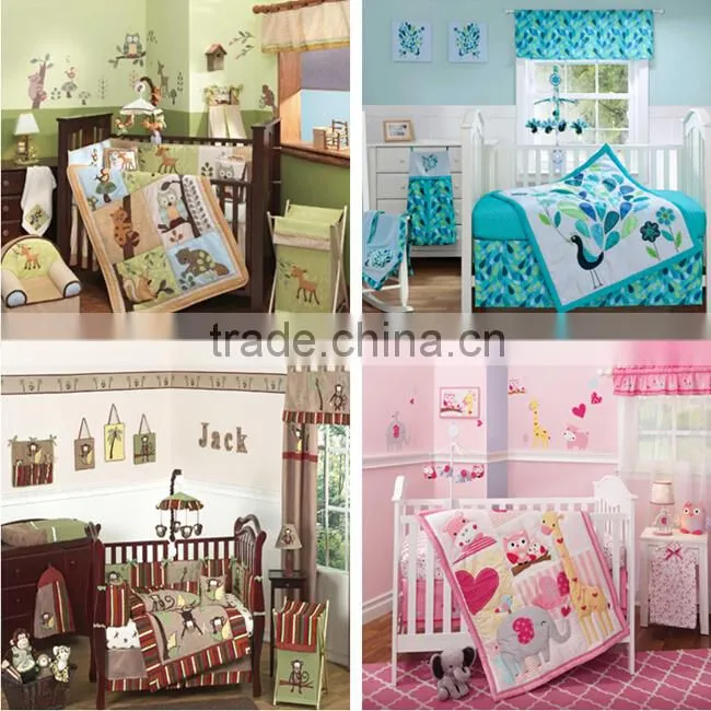 Hi Sprout Embroidery Design Baby Crib Nursery Bedding Set