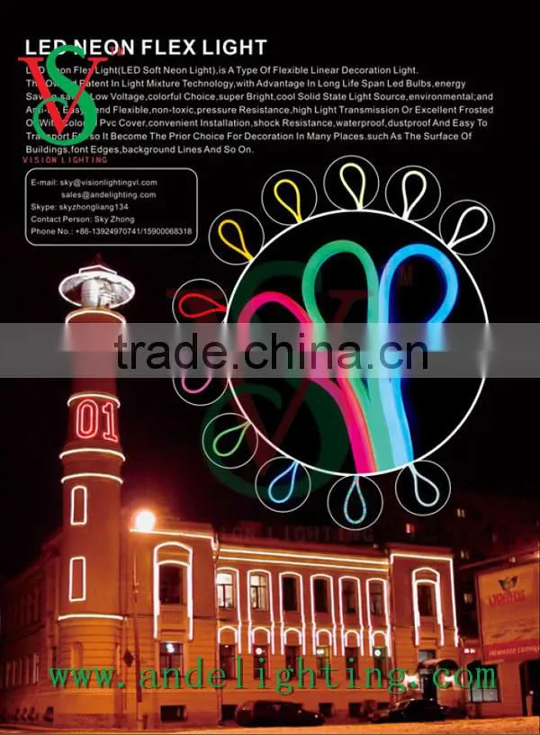 2016 50M New arrival Building Contour rgb flexible Led neon light