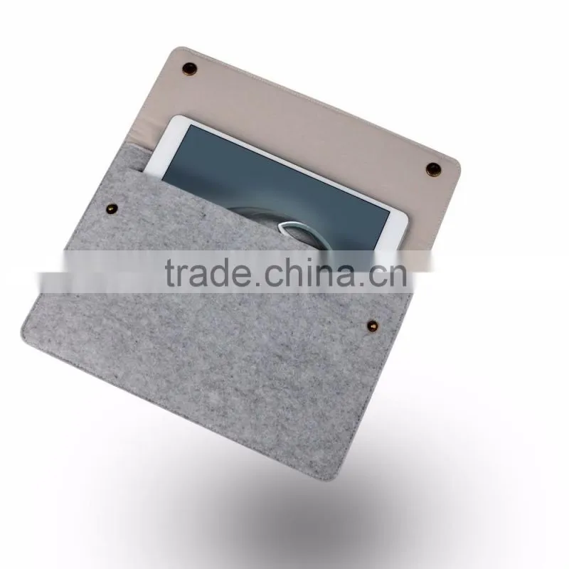 2016 new arrival !!! Fashional wool felt mini/ultra-thin envelope file cover sleeve for ipad with 3 pockets