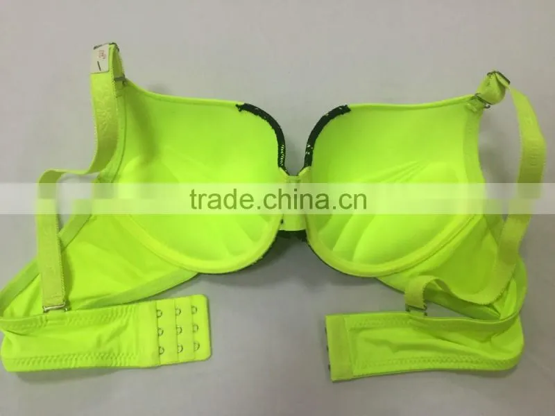 Factory Direct Sales Fashion Neon Color Push UP Molded Plunge Ladies Bra