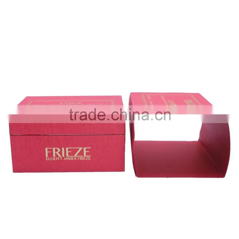 Red cardboard paper candle box with lid and paper holder