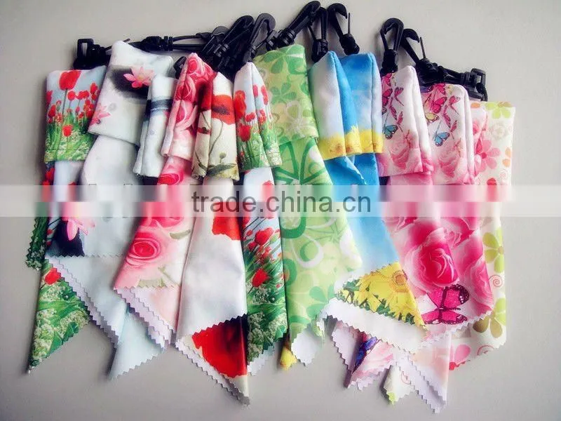 promotional microfiber key chain cleaning cloth/eyeglasses cleaning cloth/key chain cloth