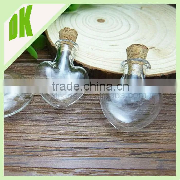 Small Apothecary bell jar Bottles With Loops Screws Necklaces~25mm x 22mm Clear Vials, Chains, empty mini glass bottle factory