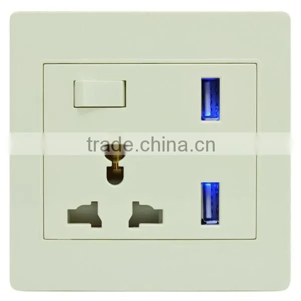 UK13A switch socket with double USB socket