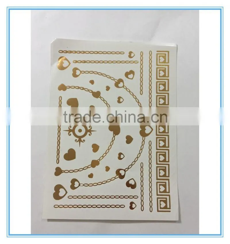 non-toxic temporary metallic fashion water transfer sticker body tattoo