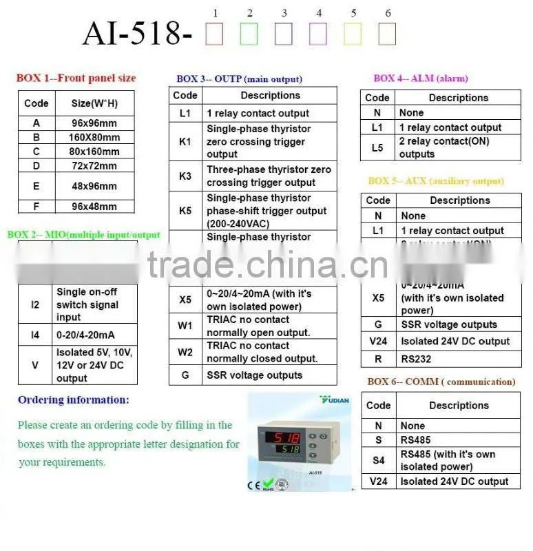 YUDIAN AI-526 PT100 input SSR output Industrial Temperature Controller