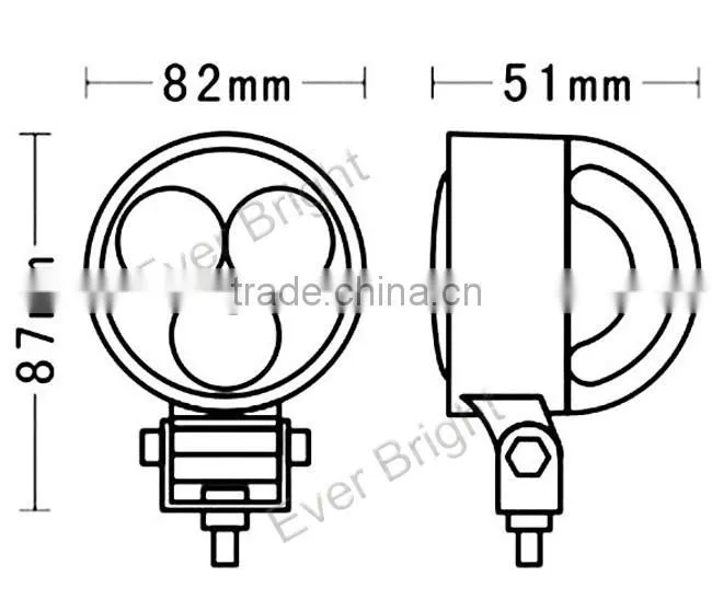 Waterproof auto parts led headlight 9w 3.2 inch led driving light