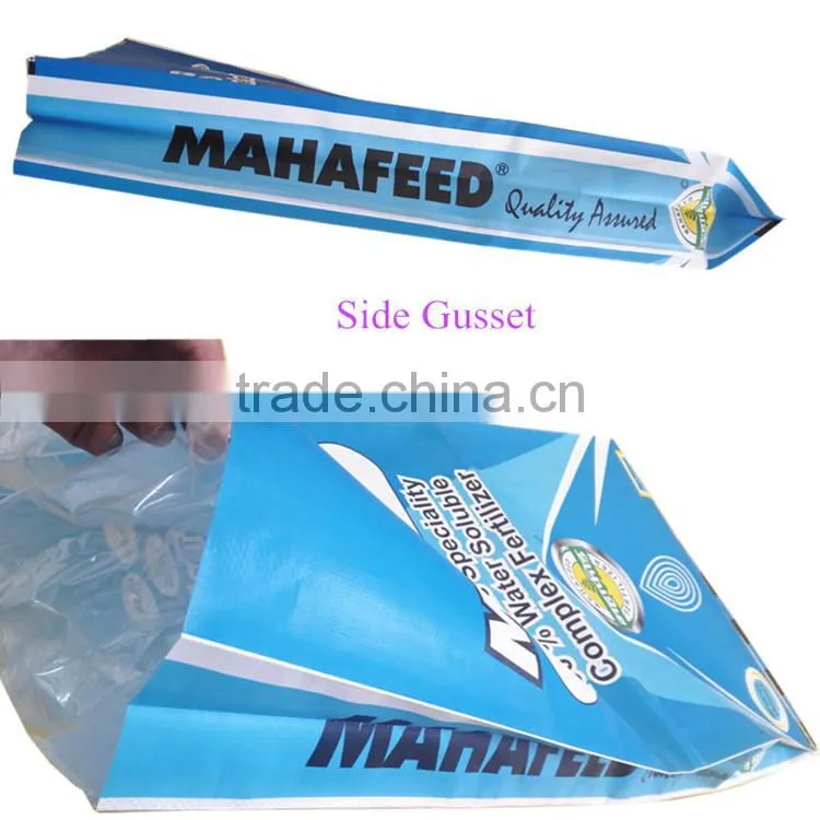 gravure printing bopp laminated pp woven bag side gusset fertilizer packing bag