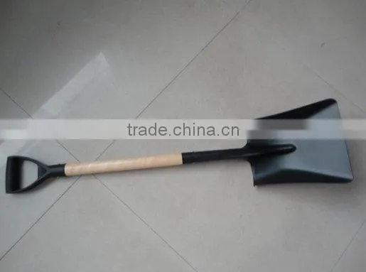 square point shovel with D wood handle