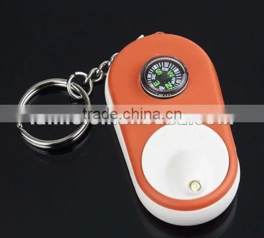 2014 New Mini Jewelry Loupe Keychain Magnifier Hiking Compass Magnifying Glass LED 15X