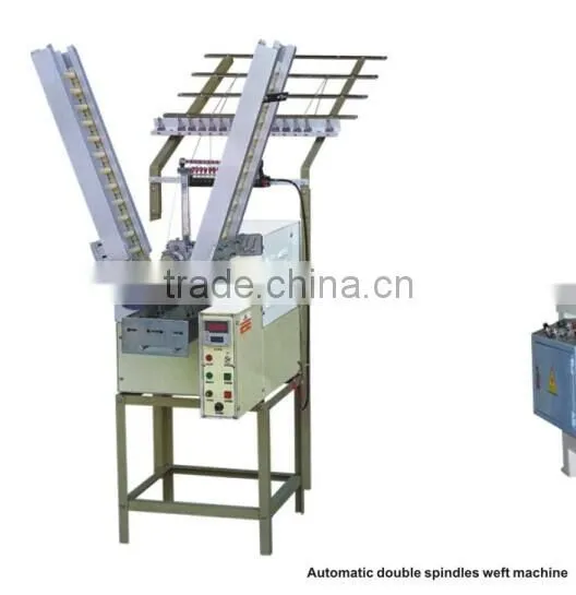 Automatic double spindle weft machine with big bobbin