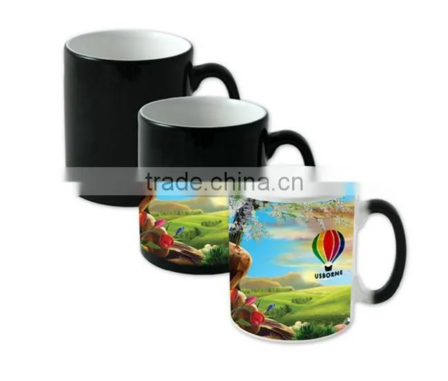 2016 New 11oz Sublimation Coated Ceramic Hot Water Color Changing Mug