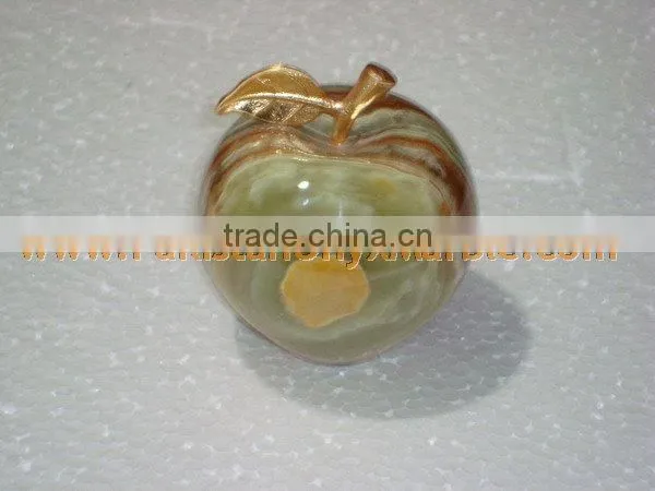 Most Amazing WHOLESALE 2017 NATURAL STONE ONYX APPLE WITH BRASS LEAF HANDICRAFTS