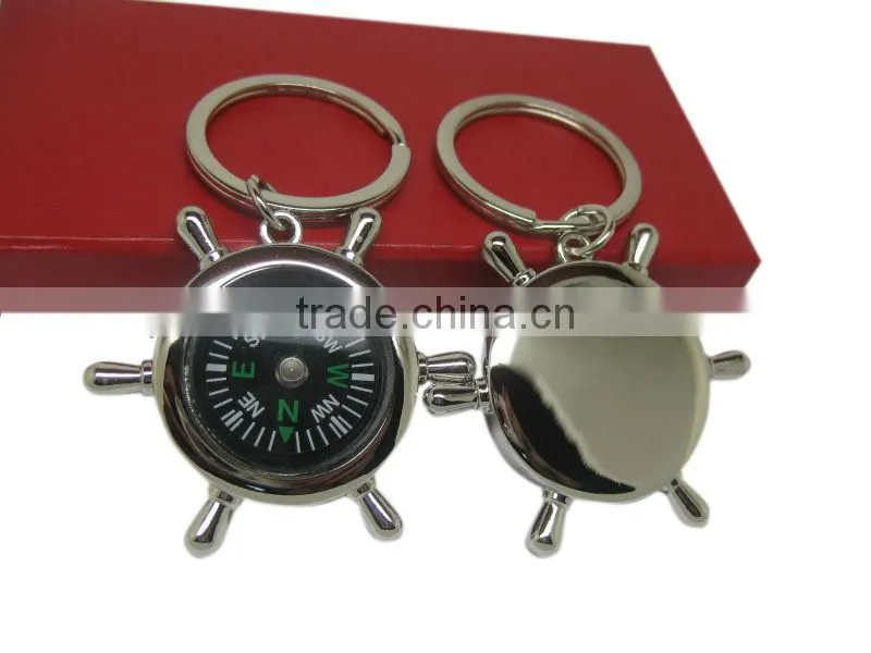 High Quality Cheap Zinc Alloy Compass Metal Keychain , Custom Car Logo Engrave Laser metal Keychain