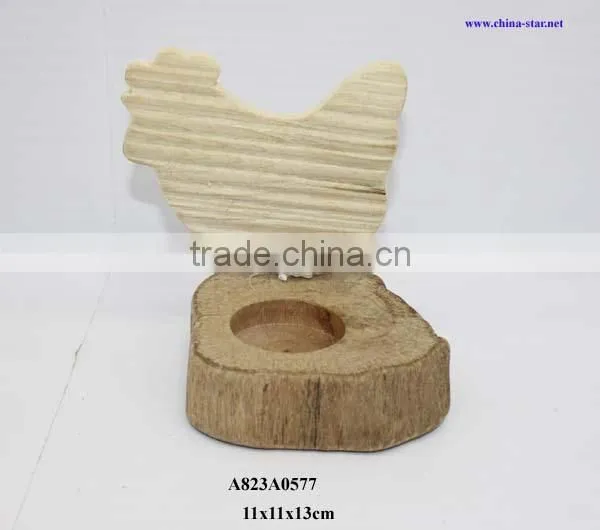 wooden easter candle holder with duck