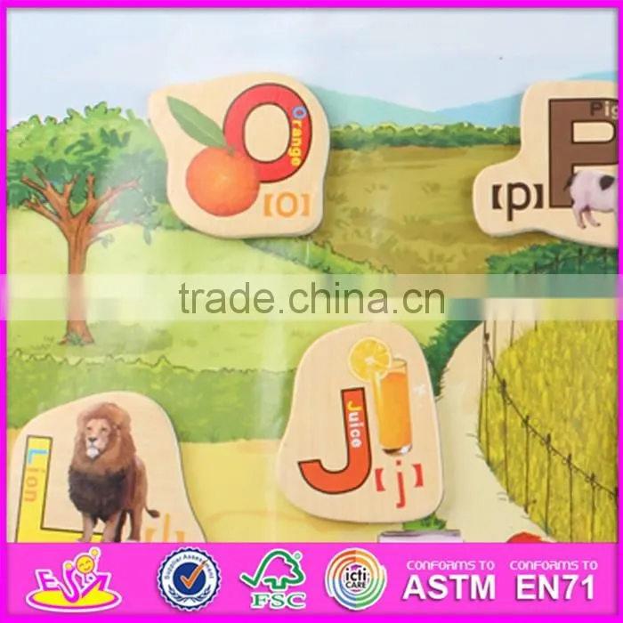 2016 new design 28 pieces kids educational toy wooden magnetic puzzles W14J001