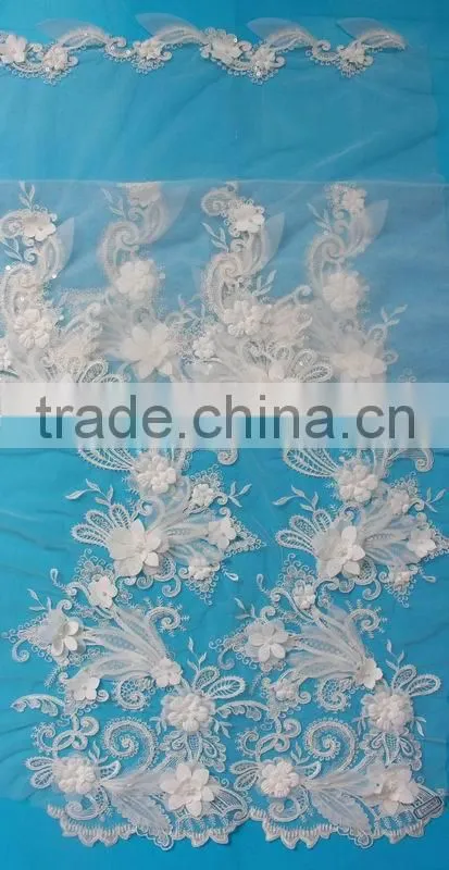 Customized professional lace tulle 3d multi color dress fabric