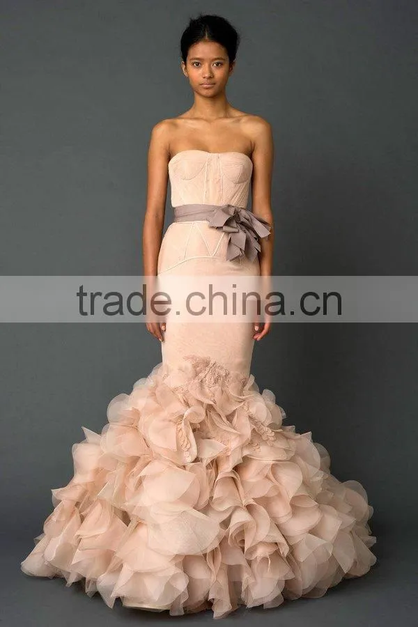pink bridesmaid gown in backless
