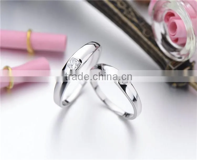 925 Sterling Silver Cubic Zirconia Solitaire White Cheap Couple Rings