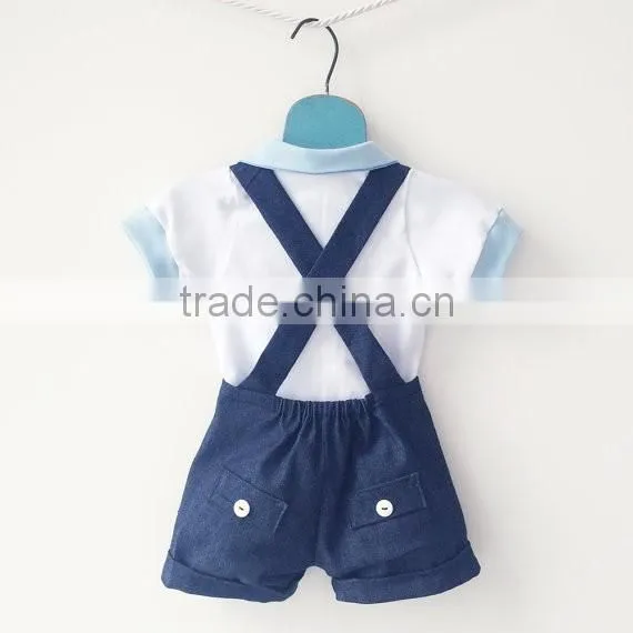 Fashion Little Baby Boy Clothes Set With Navy Shortall