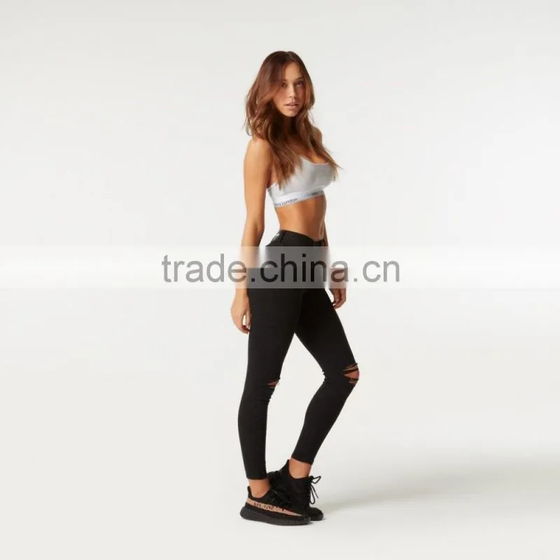 2017 super skinny damaged ladies jeans pants