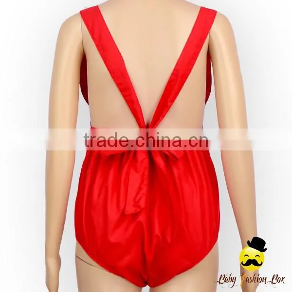 HYB173 Yihong Solid Color Red Shoulder Strap Baby Girls Jumpsuits For 0-6Years Girls Wear Romper