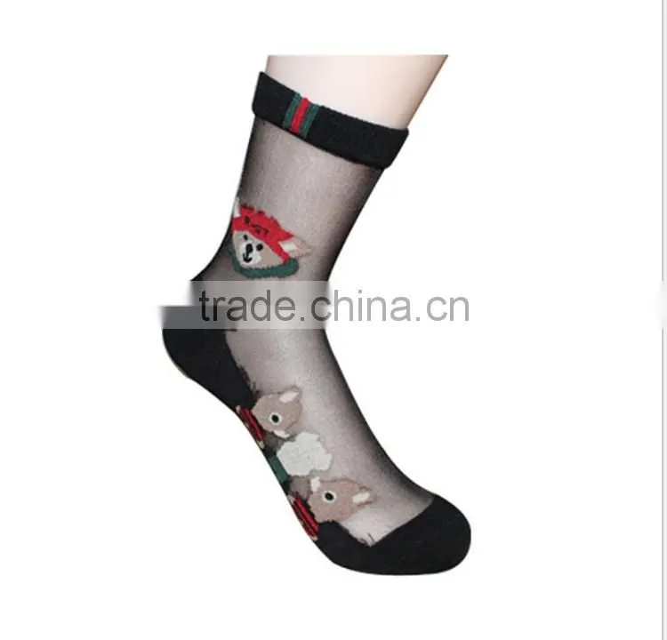 Hot sales Colorful Ultrathin Transparent Beautiful Socks Calcetines Pink Elastic Sock for Womens Crystal Lace Short Women sock